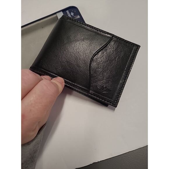 Dockers Mens Leather BiFold Wallet Slim Black Retro W/Case NEW Slim Fold - Picture 7 of 11